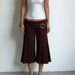 Y2k Metal Rings Capri Pants Shorts Ruched Mid Rise Sexy Bodycon Clubwear Party Summer Streetwear Casual Wide Leg Pants