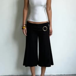 Y2k Metal Rings Capri Pants Shorts Ruched Mid Rise Sexy Bodycon Clubwear Party Summer Streetwear Casual Wide Leg Pants