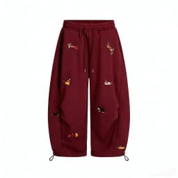 Unisex Men Women Western Style Straight Leg Trousers Cute Dog Embroidery Loose Wide Leg Soft Breathable Spring Autumn Daily Hip