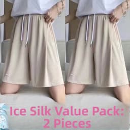 High Waist Ice Silk Sports orts Women's 2024 New Summer Loose Casual Wide Leg Pants Five-Quarter Length Korean Sle