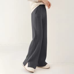 Women Wool Wide Leg Trousers Elastic Waist Side Slit Woman Wool Pants Autumn Winter 100% Merino Wool Knitted Soft Warm Trousers