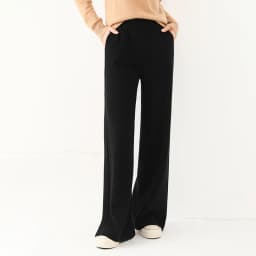 Women Wool Wide Leg Trousers Elastic Waist Side Slit Woman Wool Pants Autumn Winter 100% Merino Wool Knitted Soft Warm Trousers