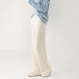 Women Wool Wide Leg Trousers Elastic Waist Side Slit Woman Wool Pants Autumn Winter 100% Merino Wool Knitted Soft Warm Trousers