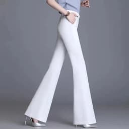 Classic Slim White Flare Pants For Women 2025 Summer Thin Bell Bottom Pantalones High Waist Office Lady Suit Trousers Black 5XL