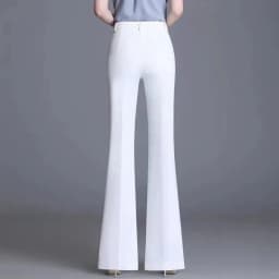 Classic Slim White Flare Pants For Women 2025 Summer Thin Bell Bottom Pantalones High Waist Office Lady Suit Trousers Black 5XL