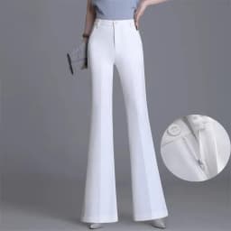 Classic Slim White Flare Pants For Women 2025 Summer Thin Bell Bottom Pantalones High Waist Office Lady Suit Trousers Black 5XL