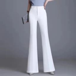 Classic Slim White Flare Pants For Women 2025 Summer Thin Bell Bottom Pantalones High Waist Office Lady Suit Trousers Black 5XL