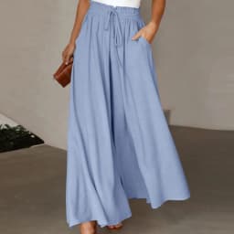 Spring Summer Loose Pants Women Elastic High Waist Wide Leg Pants For Women Casual Loose Trousers Black Blue
