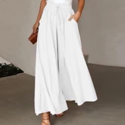 Spring Summer Loose Pants Women Elastic High Waist Wide Leg Pants For Women Casual Loose Trousers Black Blue