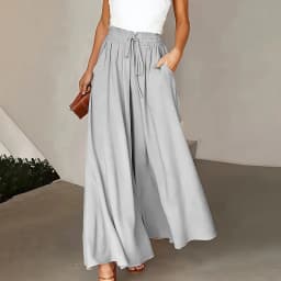 Spring Summer Loose Pants Women Elastic High Waist Wide Leg Pants For Women Casual Loose Trousers Black Blue