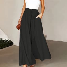 Spring Summer Loose Pants Women Elastic High Waist Wide Leg Pants For Women Casual Loose Trousers Black Blue