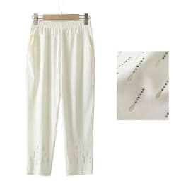 2026 New Women Summer Pants Elastic High Waist Casual Pants Middle aged Mom Pants Large Size Ice Silk Straight Pants Female 8XL