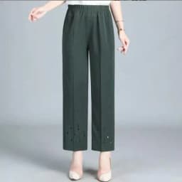 2026 New Women Summer Pants Elastic High Waist Casual Pants Middle aged Mom Pants Large Size Ice Silk Straight Pants Female 8XL