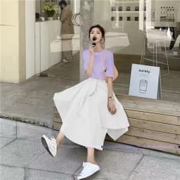 Korean Style High Waist Wide Leg Nine-Piece Loose Student Casual Pants Dark Style Spring Autumn Retro Long Skirt Commute Wind