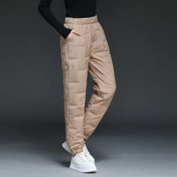 Fashion Elastic Waist Cotton Trousers Women Winter Loose Pockets Warm Straight Pants Woman High Waist Thicken Cotton Pants Lady