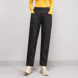 Fashion Elastic Waist Cotton Trousers Women Winter Loose Pockets Warm Straight Pants Woman High Waist Thicken Cotton Pants Lady