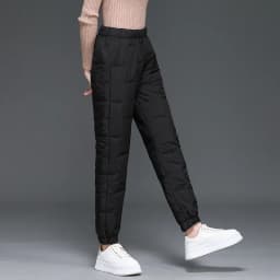 Fashion Elastic Waist Cotton Trousers Women Winter Loose Pockets Warm Straight Pants Woman High Waist Thicken Cotton Pants Lady