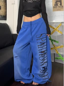 Retro American Hole Letter Print Drawstring Sweatpants Women's Spring Autumn Loose Hip Hop Jazz Dance Straight Leg Pants