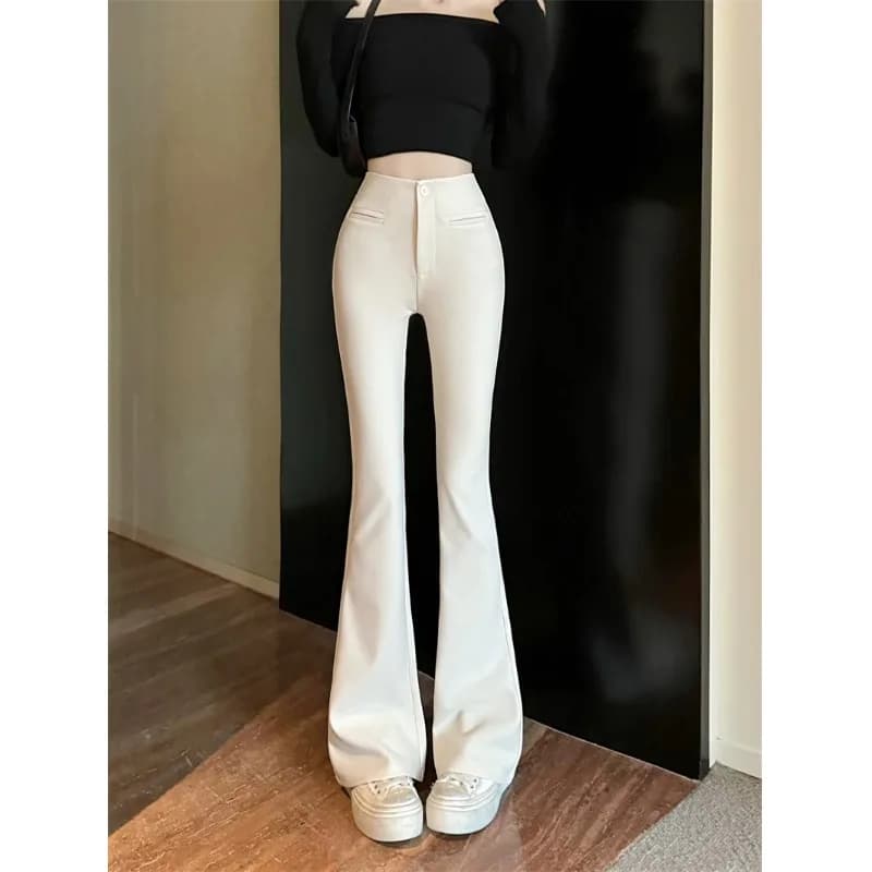 High Waist Flared Suit Pants Women's Spring Summer Autumn New Style Elastic Butt Lifting Casual Long Pants Hoof Pants