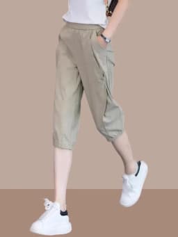 Ice Silk Seven-Quarter Harem Pants Women's Summer New High Waist Slimming Casual Sports Versatile Quick Dry Pants