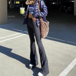 Solid Black Woman Pants Slim Fitting High Waisted Streetwear Casual Flare Pants Women Clothes Full Length Capri Trouser
