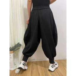 2024 Sprinp New Fashion PersonalityCrotch Ankle-Banded Knickerbockers Women Loose Slimming Elastic Waist Harem Drop Crotch Pants