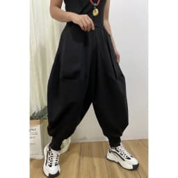 2024 Sprinp New Fashion PersonalityCrotch Ankle-Banded Knickerbockers Women Loose Slimming Elastic Waist Harem Drop Crotch Pants