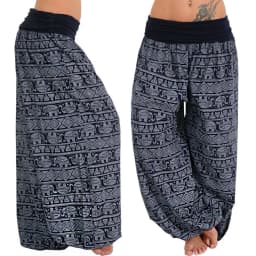 2026 Women's Fashion Elephant Print Yoga Low Waist Long Pants Loose Bloomer Trousers Bohemian Beach Trousers Vintage Harem Pants