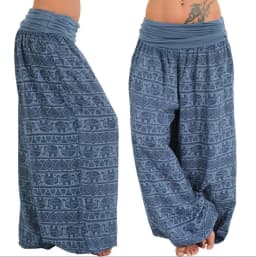 2026 Women's Fashion Elephant Print Yoga Low Waist Long Pants Loose Bloomer Trousers Bohemian Beach Trousers Vintage Harem Pants