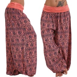 2026 Women's Fashion Elephant Print Yoga Low Waist Long Pants Loose Bloomer Trousers Bohemian Beach Trousers Vintage Harem Pants