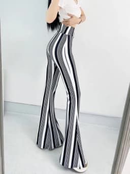 Sexy High Waist Striped Flare Pants Women Streetwear Print Tie Dye Slim Pantalones Vintage Lenggings Spodnie Aesthetic Trousers