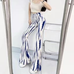 Sexy High Waist Striped Flare Pants Women Streetwear Print Tie Dye Slim Pantalones Vintage Lenggings Spodnie Aesthetic Trousers