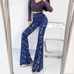 Sexy High Waist Striped Flare Pants Women Streetwear Print Tie Dye Slim Pantalones Vintage Lenggings Spodnie Aesthetic Trousers