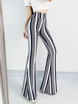 Sexy High Waist Striped Flare Pants Women Streetwear Print Tie Dye Slim Pantalones Vintage Lenggings Spodnie Aesthetic Trousers