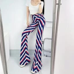 Sexy High Waist Striped Flare Pants Women Streetwear Print Tie Dye Slim Pantalones Vintage Lenggings Spodnie Aesthetic Trousers