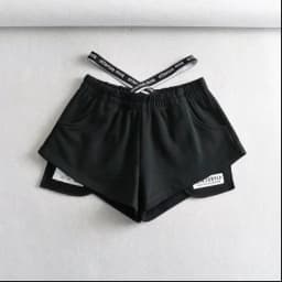 High Waist Black Sports Shorts Women's Casual Summer Loose Fit Wide Leg Pants Comfy Elastic Waist Hot Girl Style Korean Fashion