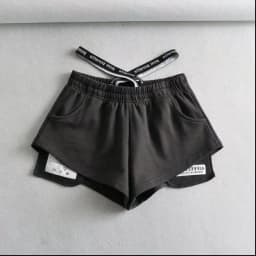High Waist Black Sports Shorts Women's Casual Summer Loose Fit Wide Leg Pants Comfy Elastic Waist Hot Girl Style Korean Fashion