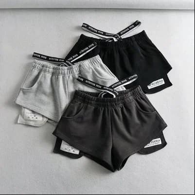 High Waist Black Sports Shorts Women's Casual Summer Loose Fit Wide Leg Pants Comfy Elastic Waist Hot Girl Style Korean Fashion