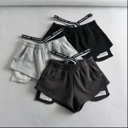High Waist Black Sports Shorts Women's Casual Summer Loose Fit Wide Leg Pants Comfy Elastic Waist Hot Girl Style Korean Fashion