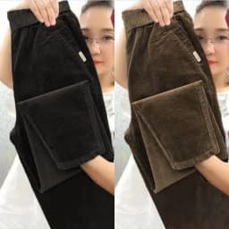 Autumn Winter Thickened Corduroy Casual Harlan Pants for Mom High Waist Loose Fit Straight Leg Casual Outerwear Polyester Fiber