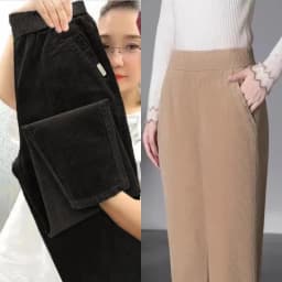 Autumn Winter Thickened Corduroy Casual Harlan Pants for Mom High Waist Loose Fit Straight Leg Casual Outerwear Polyester Fiber