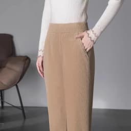 Autumn Winter Thickened Corduroy Casual Harlan Pants for Mom High Waist Loose Fit Straight Leg Casual Outerwear Polyester Fiber