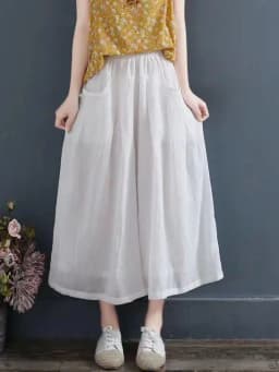 Retro Chinese Style Loose Cotton Linen Wide Leg Pants Women's Summer Double Layer Thin Casual Trousers Comfortable Loose Fit