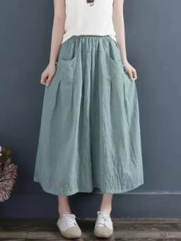 Retro Chinese Style Loose Cotton Linen Wide Leg Pants Women's Summer Double Layer Thin Casual Trousers Comfortable Loose Fit