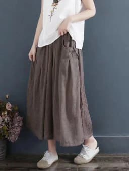 Retro Chinese Style Loose Cotton Linen Wide Leg Pants Women's Summer Double Layer Thin Casual Trousers Comfortable Loose Fit