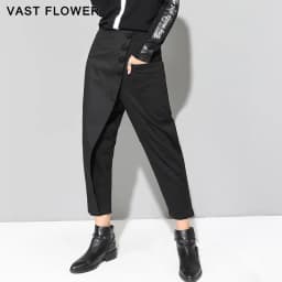 2025 Spring summer Black Patchwork Irregular Harem Pants Women Elastic high Waist Button Fashion Clothes Loose Casual Trousers