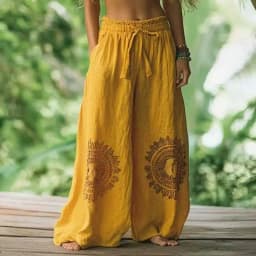 Vintage Women Casual Loose Print Wide Leg Pants Ethnic Print Bohemian Long Pants Women Fashion High Waist Solid Long Trousers