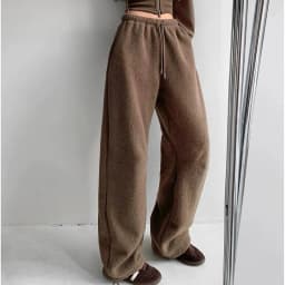 2025 New Polar Fleece Wide Leg Trousers for Women Oversize Style Loose Winter Thick Warm Sweatpants Y2K Vintage Thermal Pants