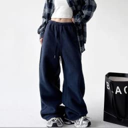 2025 New Polar Fleece Wide Leg Trousers for Women Oversize Style Loose Winter Thick Warm Sweatpants Y2K Vintage Thermal Pants