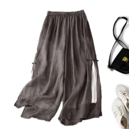 Gray Cotton Linen Casual Elastic High Waist With Lining Women's Pants Wide Leg Ankle-Length Pants For Women Clothing Fashion